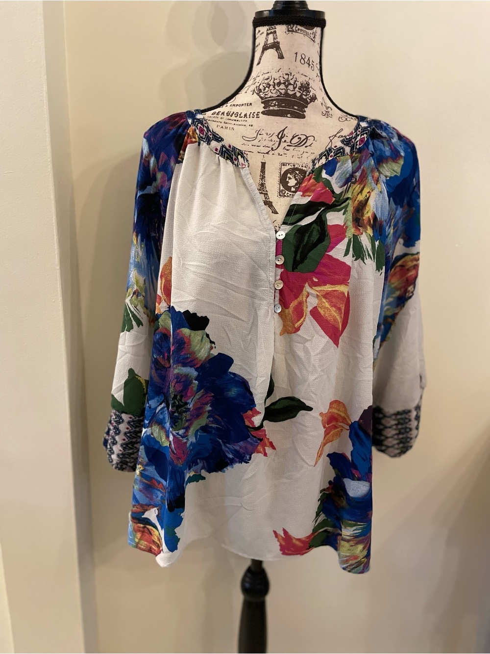 Fig and Flower Floral Top Blouse ~ XL